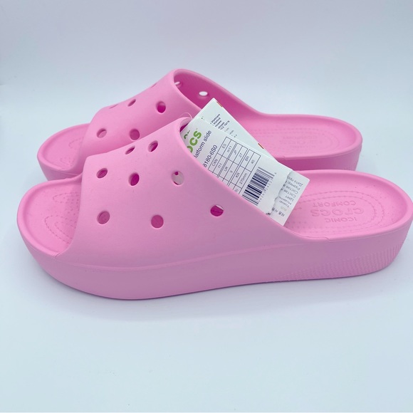 Crocs Classic Platform Slide Flamingo Pink Women Casual Sandal Slipper US W11 - Picture 2 of 9